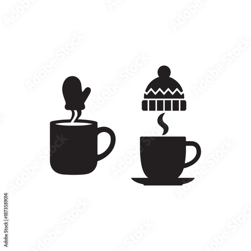 Isolated vector illustration of a white ceramic mug and saucer containing a hot brown beverage like a cafe espresso or cappuccino with a decorative heart for a breakfast coffee or tea icon