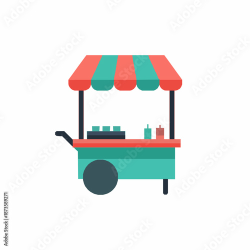 Abstract street food cart symbol vector illustration with flat global vendor icon isolated on white