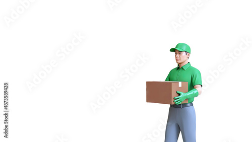 Delivery Man Holding Cardboard Box