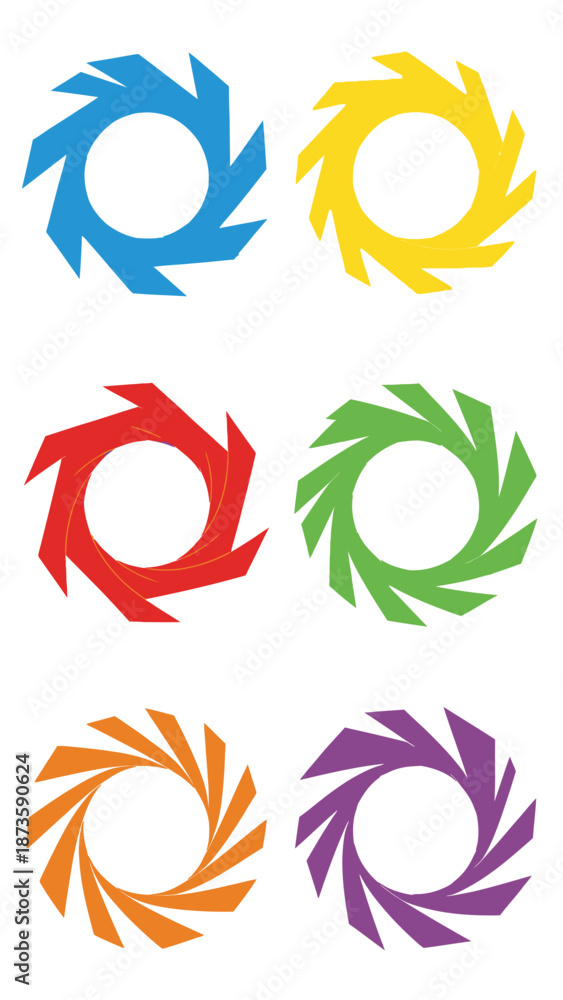 Obraz premium Colorful Abstract Circular Shapes with Jagged Edges - Set of Six