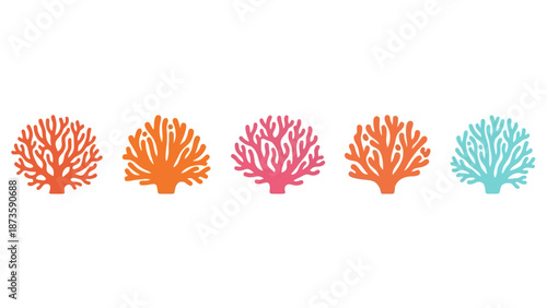 Colorful Coral Silhouettes Collection: Underwater Nature Icons