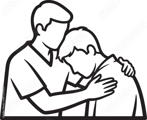 Man comforting a woman with a hug and support