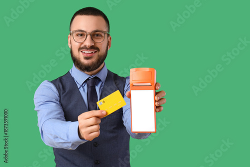 Male seller with payment te...