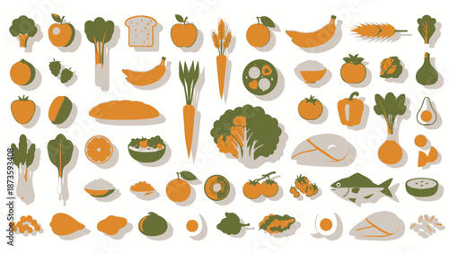 orange food and vegetable icons