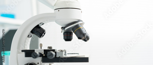 Scientist analyze biochemical samples in advanced scientific laboratory. Medical professional use microscope look microbiological developmental of viral. Biotechnology research in science lab.