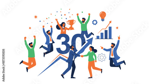 thirty people celebrating success