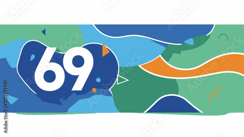 number sixty nine on colorful background