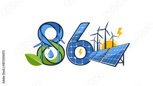 Eco friendly energy concept with number 86