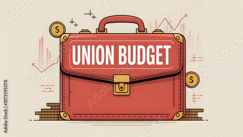 Union Budget Briefcase Illustration, Financial Budgeting Concept
