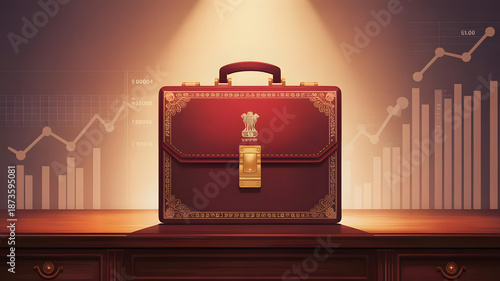 India Budget Briefcase Illustration: Financial Growth Concept