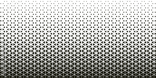 Triangular Halftone Texture Retro wave Vector Geometric Technology Abstract Background. Half Tone Triangles Retro Colored Pattern. Minimal 80s Style Dynamic Tech Structure Wallpaper