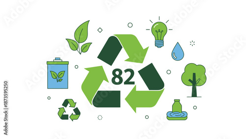 Eco friendly recycling concept with green icons