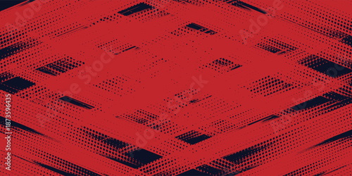 Red halftone dots blue color pattern gradient grunge texture background. Dot pop art comic sport style vector illustration. Modern Creative trendy design