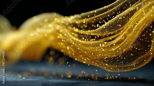 Wallpaper Mural flowing golden particles with sparkling effects against a dark background. Torontodigital.ca