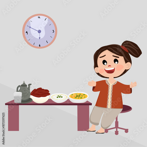 Muslim Woman Preparing Iftar Food at Home During Ramadan