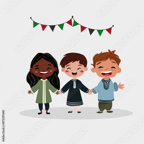 Multicultural Children Celebrating Eid Together