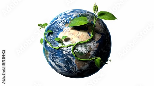 Wallpaper Mural A vibrant Earth from space with lush green vines and leaves wrapping around it, symbolizing nature and conservation Torontodigital.ca