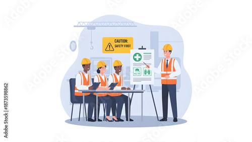 industrial workers attending occupational safety and health training session with instructor