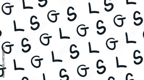 Several large English letters create texture.