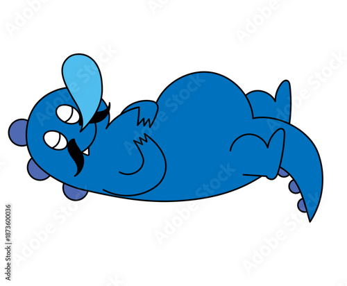 横になって眠る恐竜をシンプルでかわいく描いた子供向けのイラスト