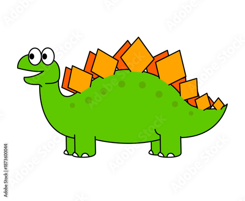 背中のプレートが特徴的な恐竜を明るくポップに描いたキャラクターのイラスト