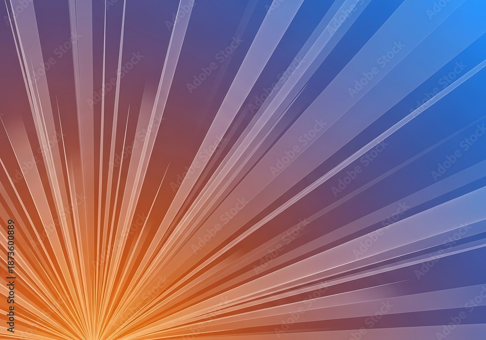 Obraz premium Glowing light rays emanate from the lower left corner across a gradient background