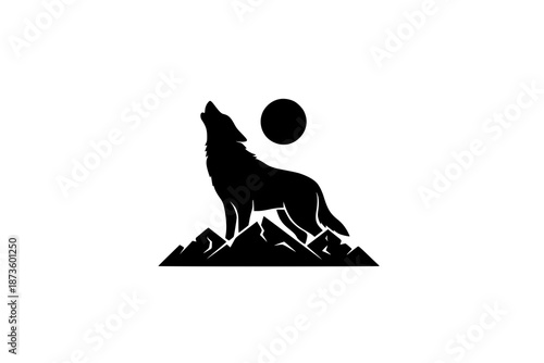 Silhouette of wolf howling at the moon