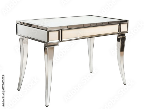 Elegant mirrored console table on transparent background