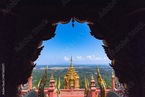 Canvastavla The most beautiful Viewpoint Wat Phra That Doi Phra Chan,Buddhist temple in Lamp