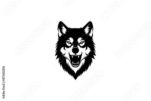 Aggressive wolf head logo