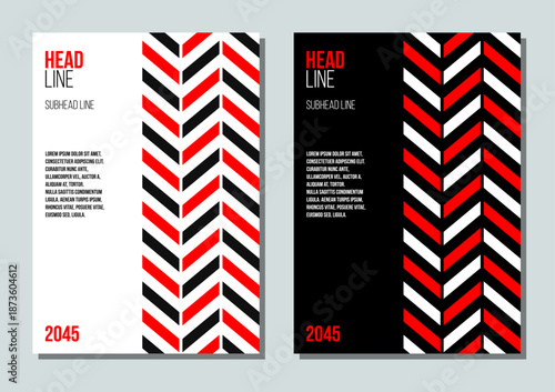 corporate annual report template collection, company identity card, business presentation vertical pages vector set, black and white abstract geometric minimalistic brochure cover