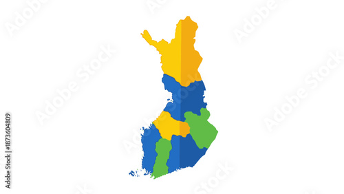 finland regions map colored