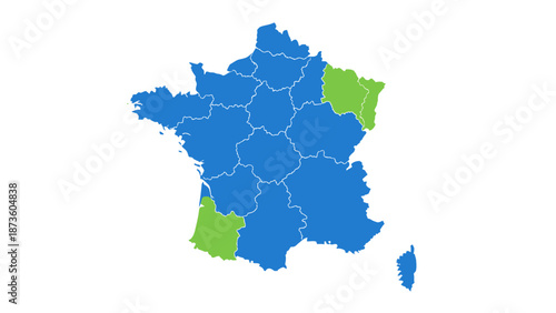 France map with highlighted regions
