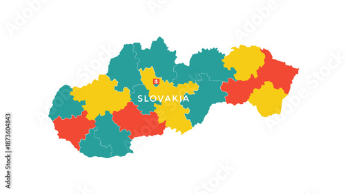 slovakia regions map colorful illustration