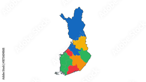 finland regions map colored areas