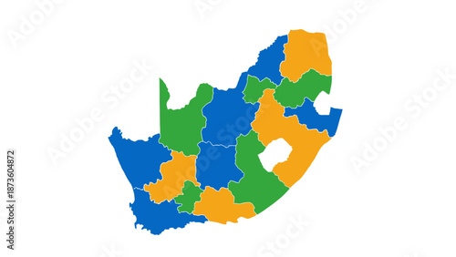 South Africa map with colored regions