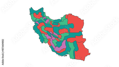 iran map with colorful regions