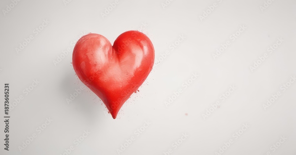 Obraz premium Watercolor red heart on white background with subtle texture and blended edges , white, love art