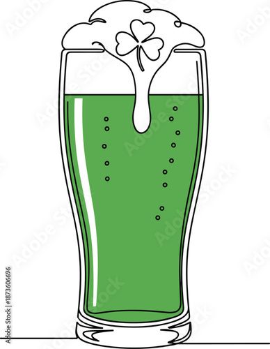 St Patricks Day Green Beer Pint Illustration, Silhouette, vector, line art