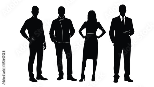 Business people group silhouette representing corporate teamwork leadership professionalism and modern office workforce