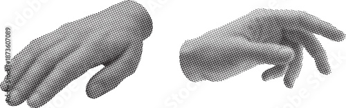 Hands in different positions displayed against a white background, Retro trendy doodle hands vector illustration for posters,