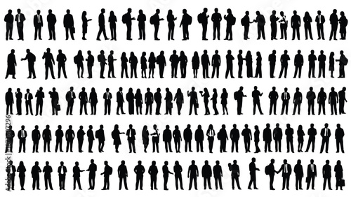 People crowd silhouette collection representing population society social diversity and large group human figures