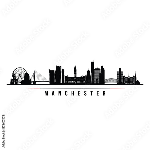 Manchester skyline illustration showcasing iconic buildings and urban landscape