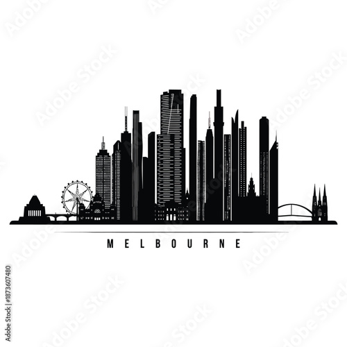 Melbourne skyline silhouette a striking black and white urban landscape