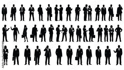 Large people crowd silhouette collection representing society population diversity and urban community groups