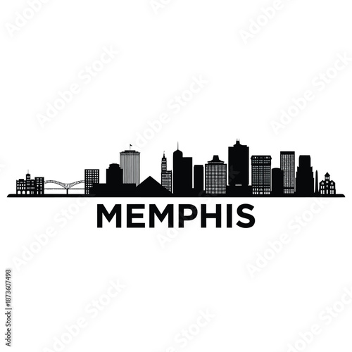 Memphis city skyline silhouette with the city name prominently displayed below