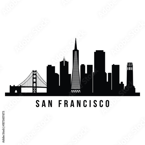 San francisco skyline silhouette showcasing iconic landmarks and city buildings