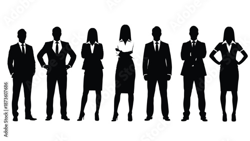 Business team silhouette group representing professional corporate leadership teamwork and success