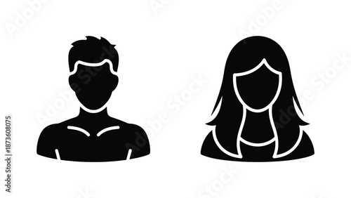 Male and female avatar silhouette representing user profile identity social network and modern digital accounts