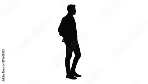 Standing man silhouette representing confident male posture business profile and modern human figure
